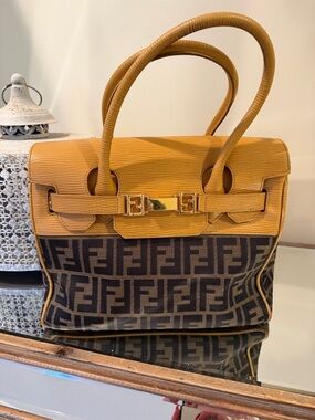 Fendi Tan & Brown FF Logo Satchel